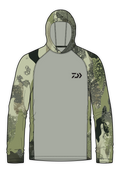 Camiseta solar de manga larga D-Vec gris con logo de camuflaje de bosque